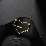 Heartbeat Nameplate Necklace Personalized for Women