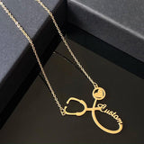 Stethoscope Name Necklace For Women Men Silver Name Necklace
