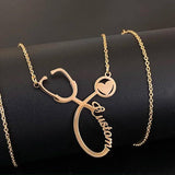 Stethoscope Name Necklace For Women Men Silver Name Necklace