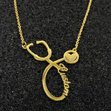 Stethoscope Name Necklace For Women Men Silver Name Necklace