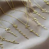 Personalized Vertical Handwritten Cursive Name Necklace