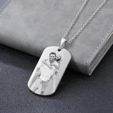 Stainless Steel Engraved Photo Necklace Dog Tag ID Name Pendant