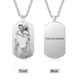 Stainless Steel Engraved Photo Necklace Dog Tag ID Name Pendant