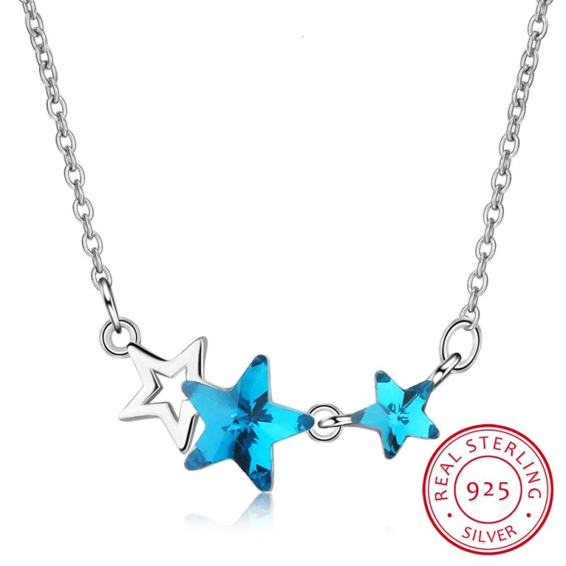 925 Silver Star Pendant Necklace Cubic Zirconia Charm Sterling Silver Jewelry