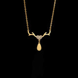 Personalized Engrave Antlers Heart Name Necklace for Women