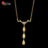 Personalized Engrave Antlers Heart Name Necklace for Women