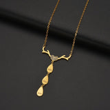 Personalized Engrave Antlers Heart Name Necklace for Women
