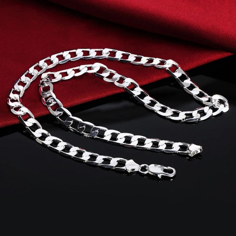 925 Silver 6mm Sideways Necklace Wedding Charm Jewelry