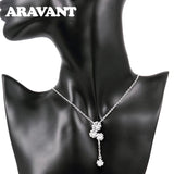 925 Silver Flowers Long Chain Necklace For Women
