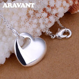 925 Silver Heart Pendant Necklace Chains for Women Wedding Jewelry