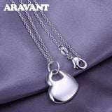 925 Silver Heart Pendant Necklace Chains for Women Wedding Jewelry