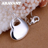 925 Silver Heart Pendant Necklace Chains for Women Wedding Jewelry