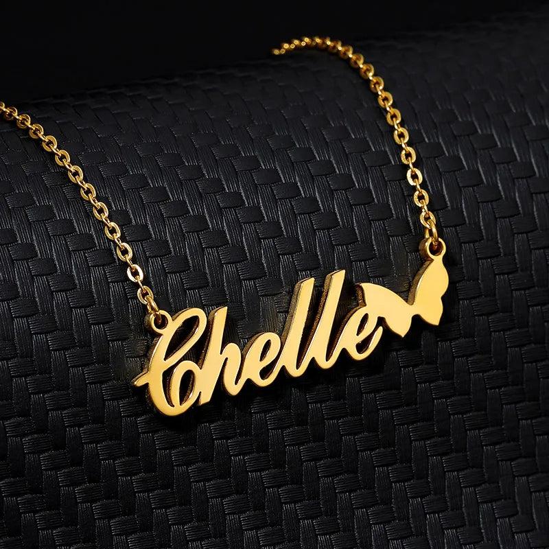Personalized Butterfly Choker Name Necklace for Women