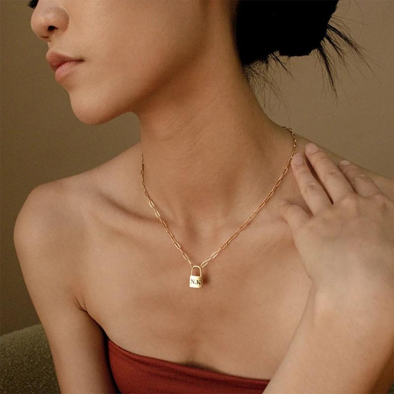Padlock Pendant Lock Chain Necklace Punk Jewelry