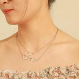 Heart Name Nameplate Double Layer Necklace