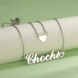 Heart Name Nameplate Double Layer Necklace