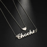Heart Name Nameplate Double Layer Necklace