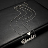 Heart Name Nameplate Double Layer Necklace