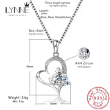 925 Silver Heart Zircon Pendant Necklace Purple Rhinestone Chain Necklaces Women