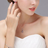 925 Silver Heart Zircon Pendant Necklace Purple Rhinestone Chain Necklaces Women