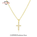 CZ Cross Pendant Choker Necklace 925 Silver Punk Jewelry