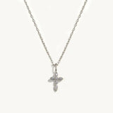 CZ Cross Pendant Choker Necklace 925 Silver Punk Jewelry