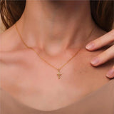 CZ Cross Pendant Choker Necklace 925 Silver Punk Jewelry
