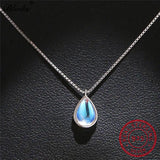 925 Silver Moonstone Water Drop Necklace for Women