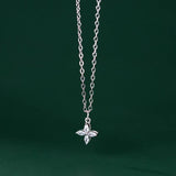 925 Silver Flower Pendant Necklace Zircon Wedding Jewelry