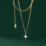 925 Silver Flower Pendant Necklace Zircon Wedding Jewelry