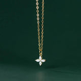 925 Silver Flower Pendant Necklace Zircon Wedding Jewelry
