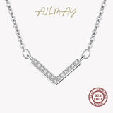 925 Silver Geometric Shape Pendant Necklace Clear CZ Women Girls Party Jewelry