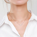 925 Silver Geometric Shape Pendant Necklace Clear CZ Women Girls Party Jewelry