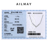 925 Silver Geometric Shape Pendant Necklace Clear CZ Women Girls Party Jewelry