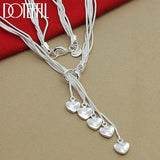 925 Silver Snake Chain Hearts Necklace Wedding Jewelry