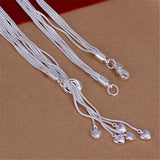 925 Silver Snake Chain Hearts Necklace Wedding Jewelry