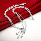 925 Silver Snake Chain Hearts Necklace Wedding Jewelry