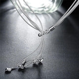 925 Silver Snake Chain Hearts Necklace Wedding Jewelry
