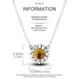 Sunflower Stone Chain Necklace 925 Silver Jewelry Gift