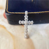 Cross Silver Sterling Silver Necklace Trapezoid Zircon Pendant Chain Choker