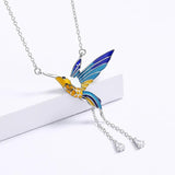 Bird Pendant Necklace Epoxy Tassel Long Necklace Enamel Women's Sweater Chain