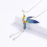 Bird Pendant Necklace Epoxy Tassel Long Necklace Enamel Women's Sweater Chain
