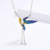 Bird Pendant Necklace Epoxy Tassel Long Necklace Enamel Women's Sweater Chain