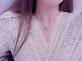 Zircon Stone 14K Pendant Long Chain Necklace for Women