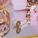 Zircon Stone 14K Pendant Long Chain Necklace for Women