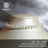 6mm Shell Pearl Sterling Silver Necklace for Women