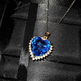 Tanzanite Zircon Heart of the Sea Pendant Necklace for Women