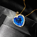 Tanzanite Zircon Heart of the Sea Pendant Necklace for Women