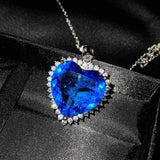 Tanzanite Zircon Heart of the Sea Pendant Necklace for Women