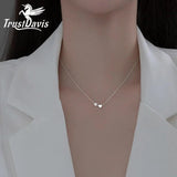 TrustDavis 925 Silver Heart Pearl Choker Necklace, Gift for Her, DB1404